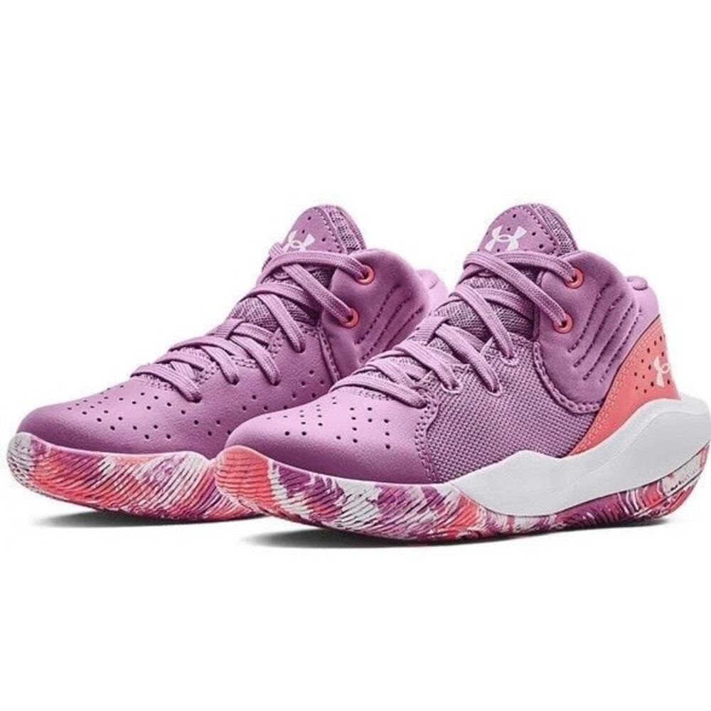 Under Armour UA Jet Basketball Sneaker Purple Unisex Youth 6 Shoe Leather Urban